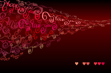  I love you words background. Valentines card