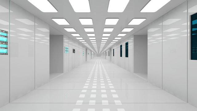 Futuristic interior corridor
