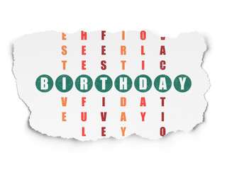 Entertainment, concept: Birthday in Crossword Puzzle