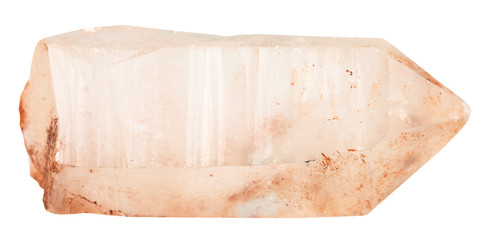 crystal of pink quartz mineral stone isolated