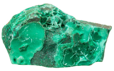 green Malachite mineral stone isolated on white - obrazy, fototapety, plakaty