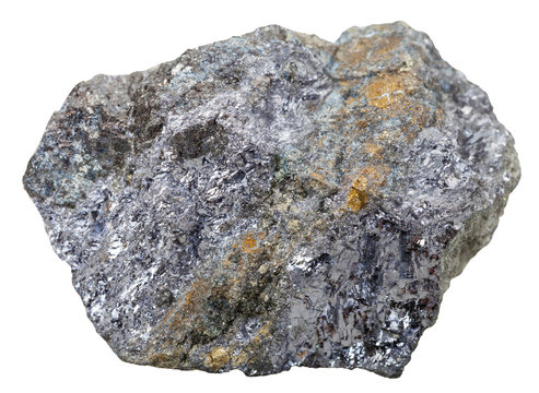galena mineral stone with chalcopyrite isolated