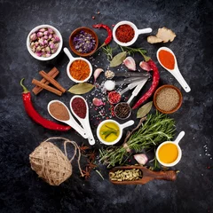 Zelfklevend Fotobehang Herbs and spices © karandaev