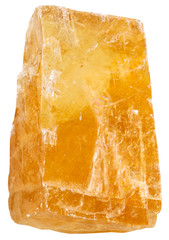 crystal of orange Calcite mineral stone isolated