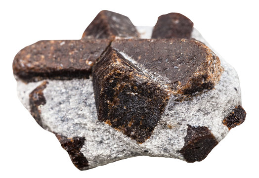 brown staurolite mineral stone isolated