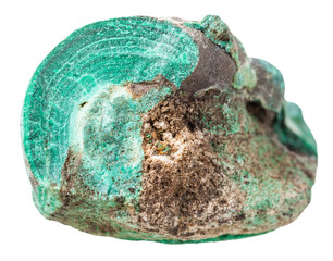 pebble of Malachite mineral stone isolated