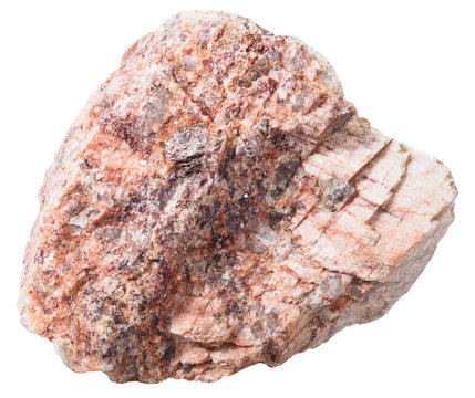 pebble from pink granitic gneiss rock isolated