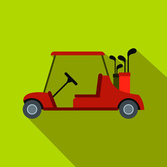 Red golf car flat icon
