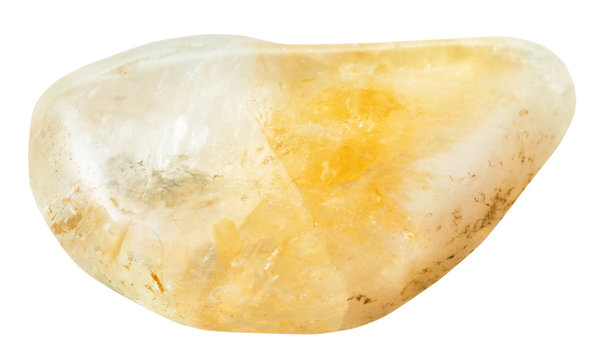 tumbled yellow citrine gem stone isolated