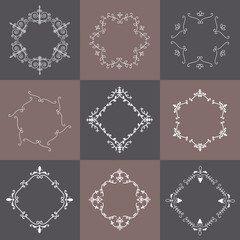 Vector retro deco luxury classic label set. Nine vintage frame for your logo.
