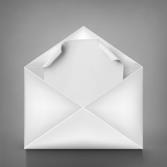 White opened envelope with template blank inside