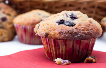 blueberries muffins close up 
