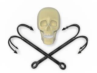 skull with grappling hooks