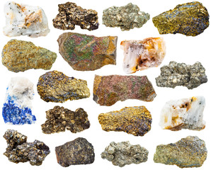 various pyrite mineral gem stones and rocks