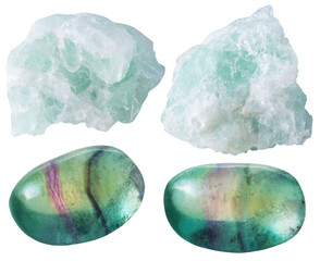 Fluorite (fluorspar) tumbled gem stones and rocks