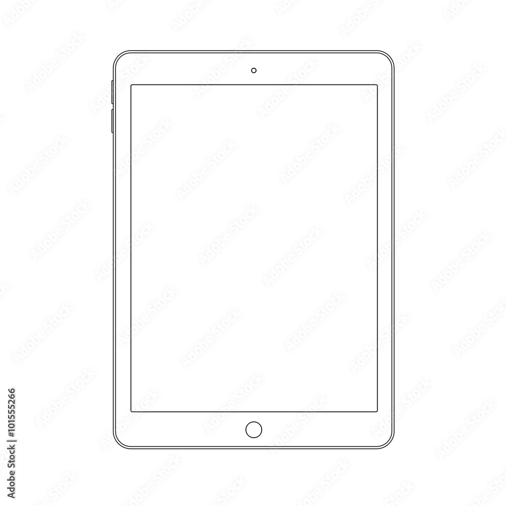 Poster outline drawing tablet. elegant thin line style design.