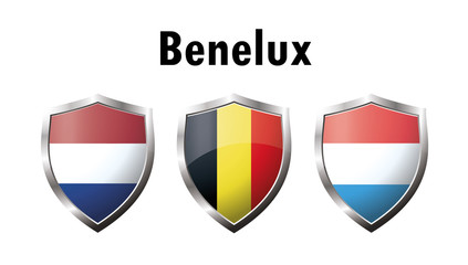 A set of Benelux countries flag  icon - obrazy, fototapety, plakaty
