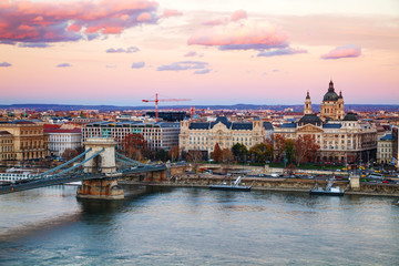 Overview of Budapest with St Stephen (St Istvan) Basilica