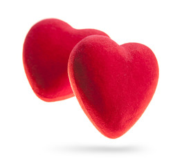 Red hearts isolated on white background.