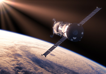 Cargo Spacecraft In The Rays Of Sun © 3dsculptor
