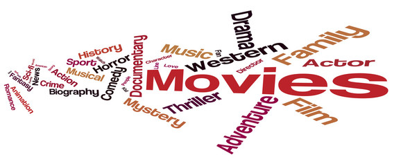 Movies word cloud. Movies typography background.