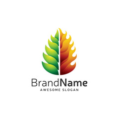 Abstract Color Flame and Leaf Logo