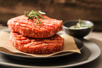 Raw Ground beef meat Burger steak cutlets