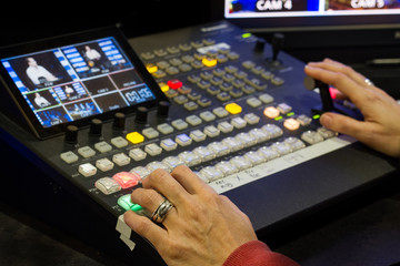 A video switcher used in live video production - obrazy, fototapety, plakaty