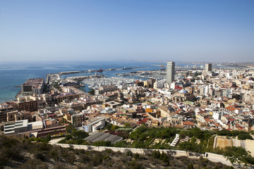 Obraz premium View of harbour with Castle of Santa Barbara in background. Ali