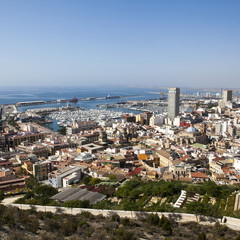  View of harbour with Castle of Santa Barbara in background. Ali