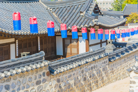 Beautiful Architecture in Namsangol Hanok Village at Seoul Korea