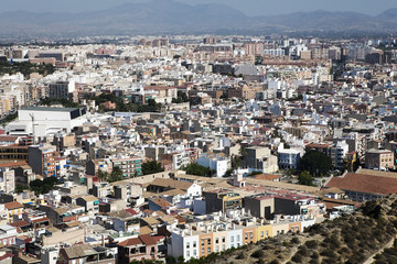 Fototapeta na wymiar Cityscape viewed from the Santa Barbara castle. It is the second