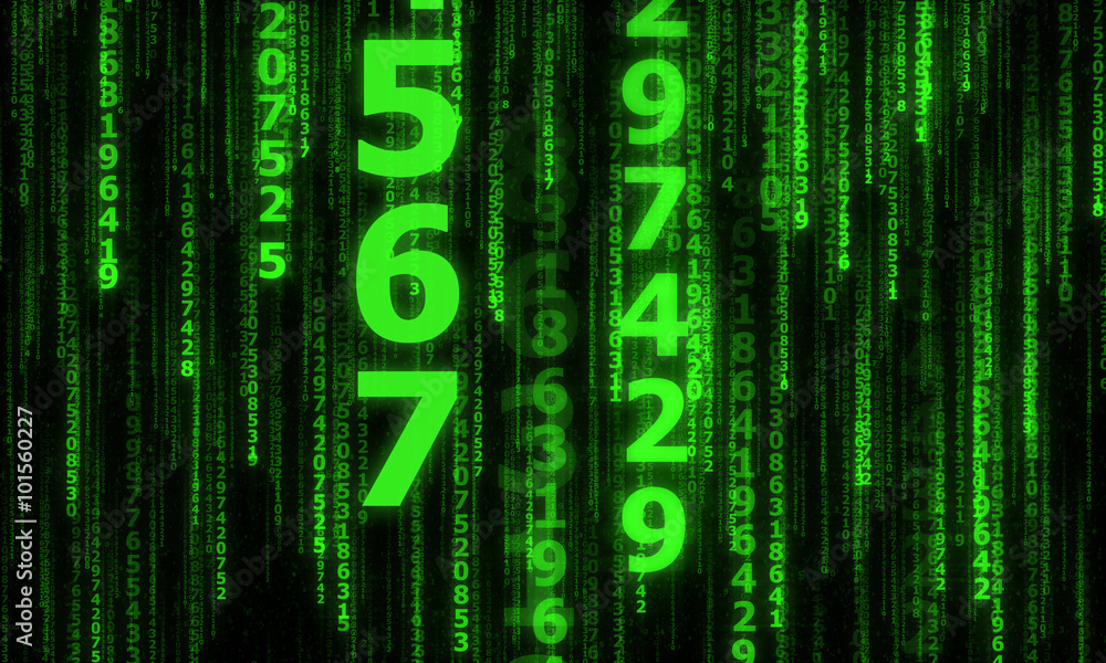 Poster the cyberspace with many sparkling falling lines numbers, abstract background with green digital lin