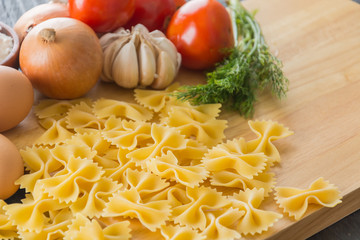 dry pasta spaghetti with ingredient