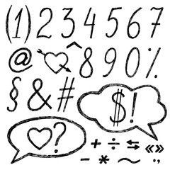 Set Of Hand-Drawn Numbers and Signs