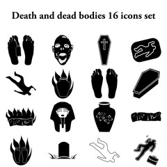 Death and dead bodies 25 simple icons set