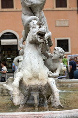  Piazza Navona Fountain of Neptun. Designed by Giacomo della Porta (1574) and Antonio della Bitta. Rome, Italy