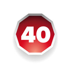 Number fourty vector label red