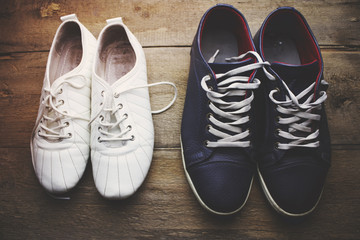 woman and man shoe