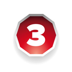 Number three vector label red