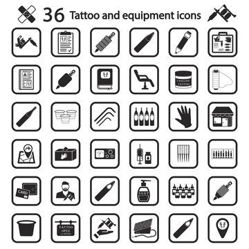 tattoo studio icon set