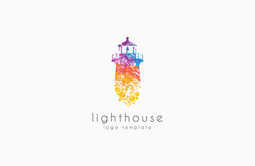 Lighthouse design. rainbow lighthouse. Lighthouse logo.