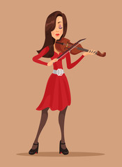 Woman playing violin. Vector flat illustration