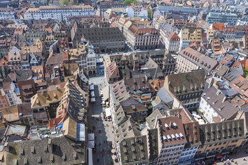 Obraz premium Aerial view of Strasbourg old town, Alsace, France