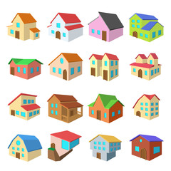 Houses cartoon icons set
