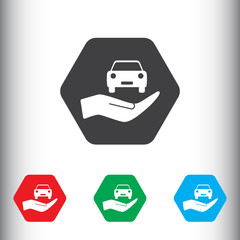 Car in hand icon