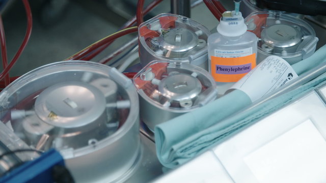 Heart lung machine during open heart surgery