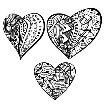 zentangle style hearts