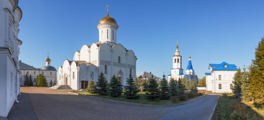 Fototapeta na wymiar Zilant Holy Assumption nunnery in Kazan. Cathedral Trinity, panorama