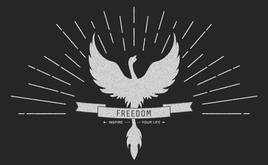 phoenix symbol vintage  logos, emblems, silhouettes and design elements. Symbolic and mystical logos with grunge textures